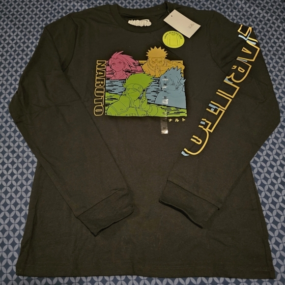 Naruto Boy's Long Sleeve Graphic Tee Black NWT Size Medium - Picture 1 of 9